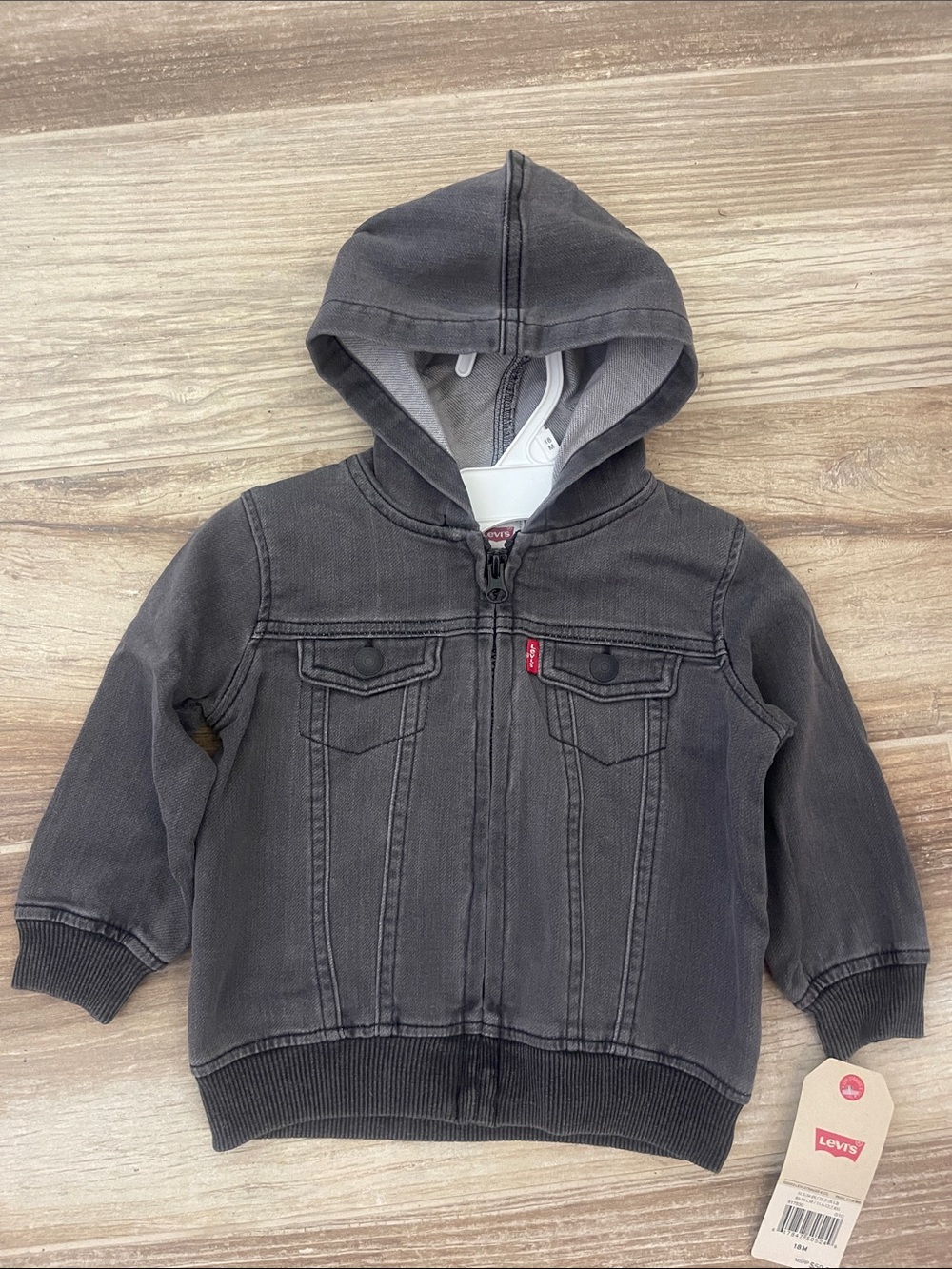 NWT Levi's Baby Hooded 🩶Charcoal Jacket ~ Size 18 Months